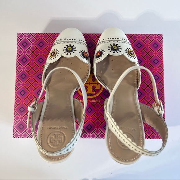 Tory Burch Heels Marguerite Nappa Ivory 9.5 - Used - Picture 6 of 16